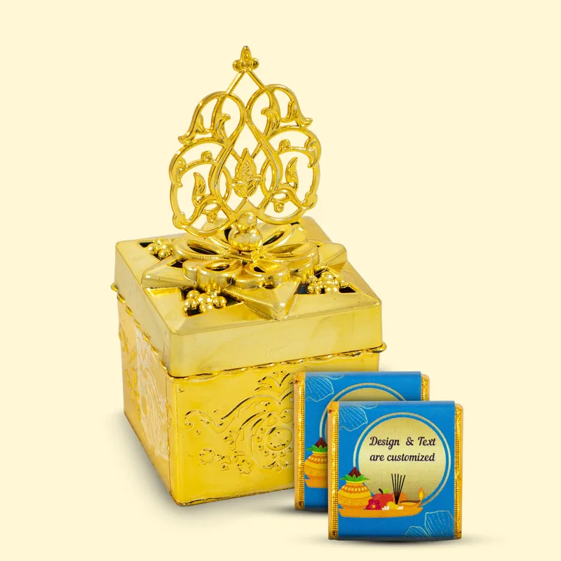 Golden Cube Box (Pack of 30), handmade by Chocolate Circle